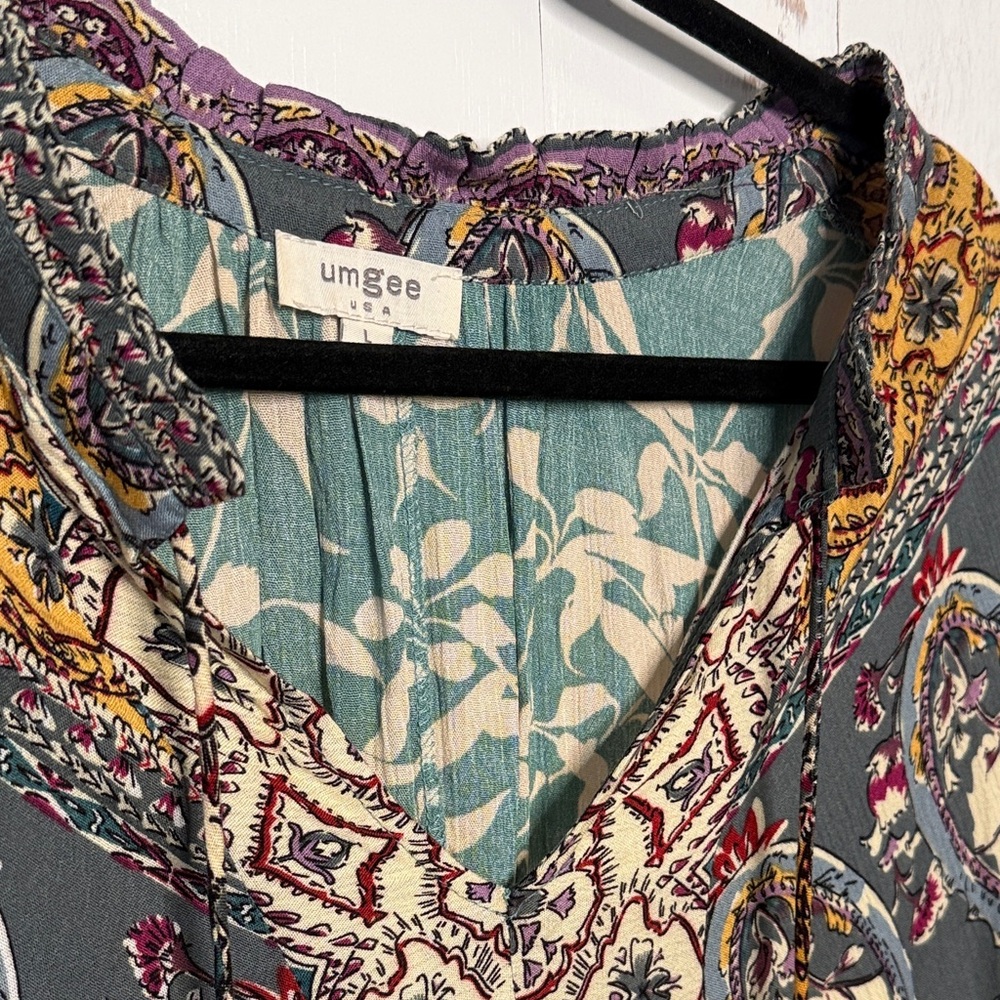 Umgee Bohemian Paisley V Neck Dress - Picture 6 of 8